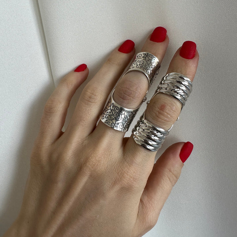 "SIlver full finger armenian ring"