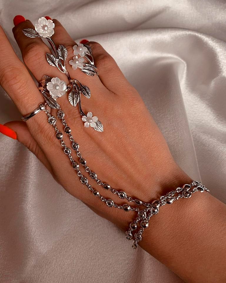 Sterling silver ring-chain bracelet “Lamara”