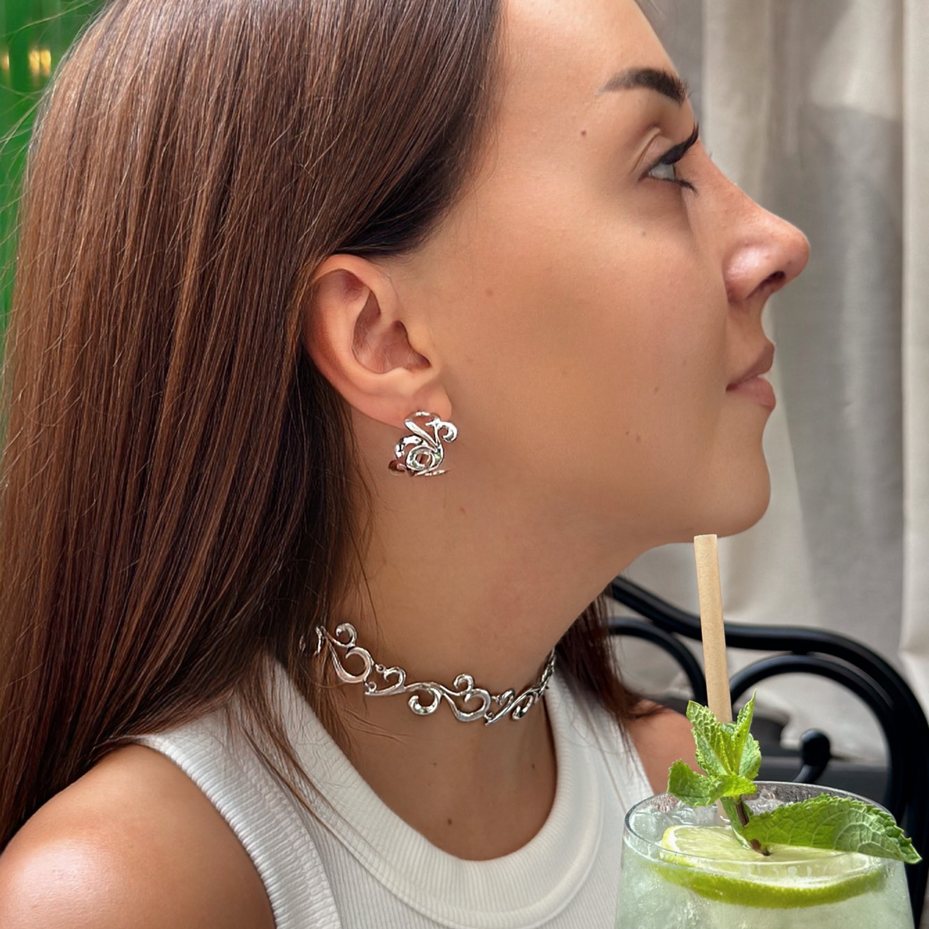 Sterling silver hoop earrings "Hyus"
