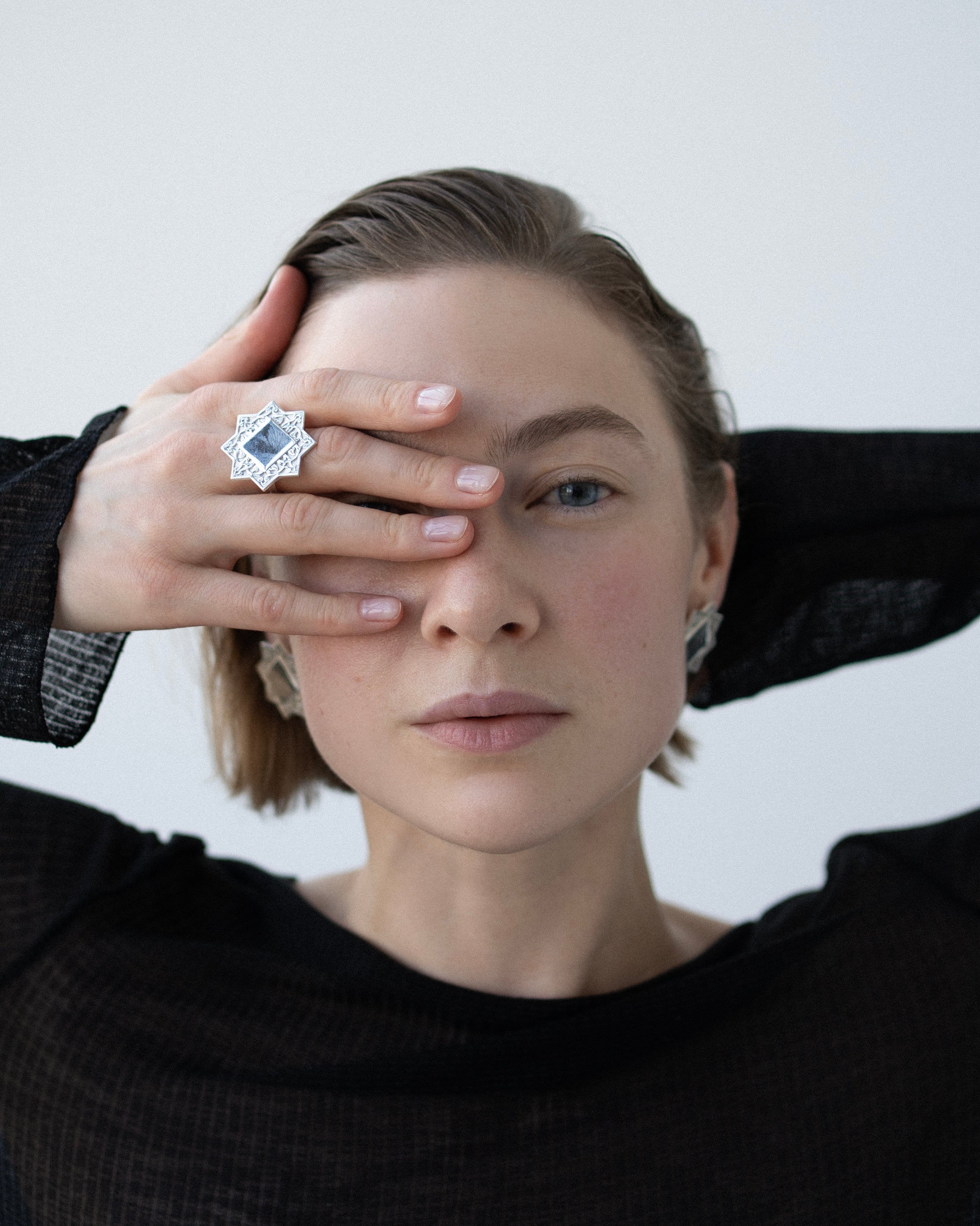 "Silver ornament geometry armenian earrings"