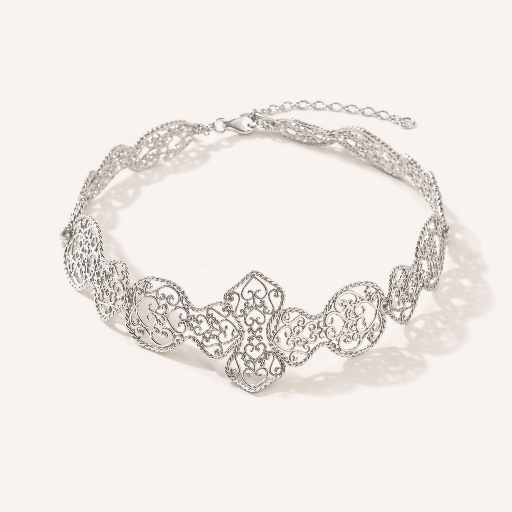 Wide sterling silver choker “Frida”