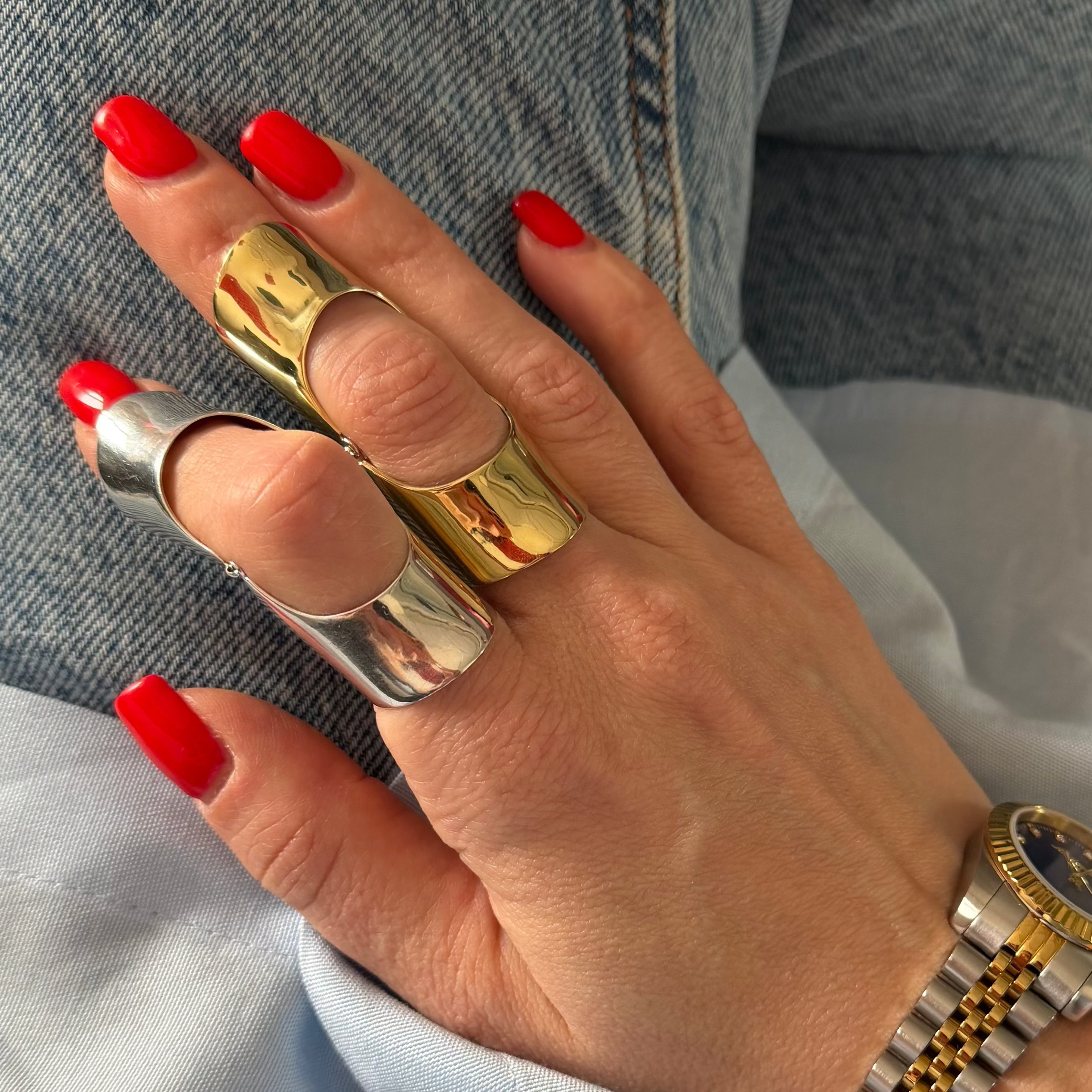 Sterling silver full finger ring "Hayeli"