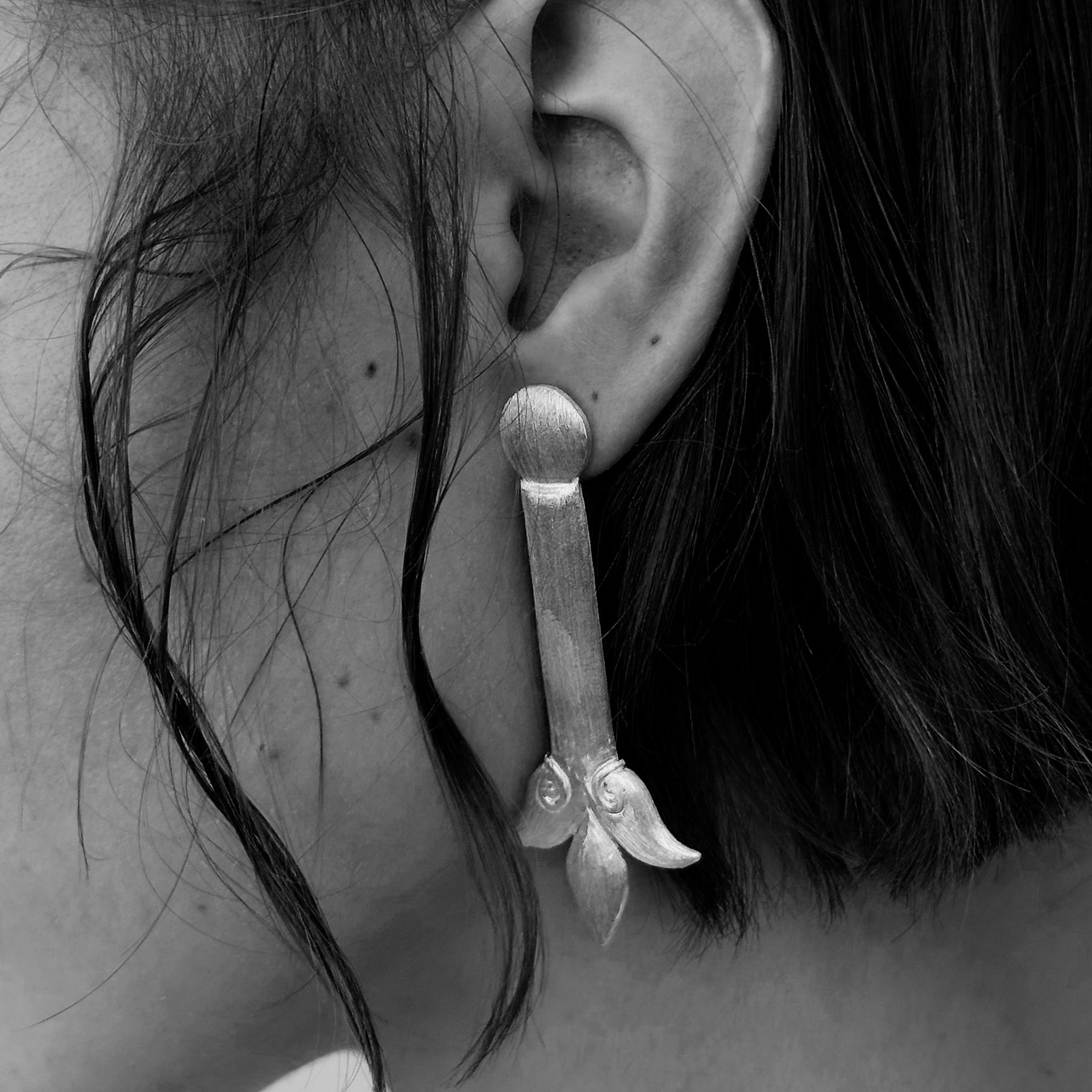 "silver long chandelier armenian earrings"