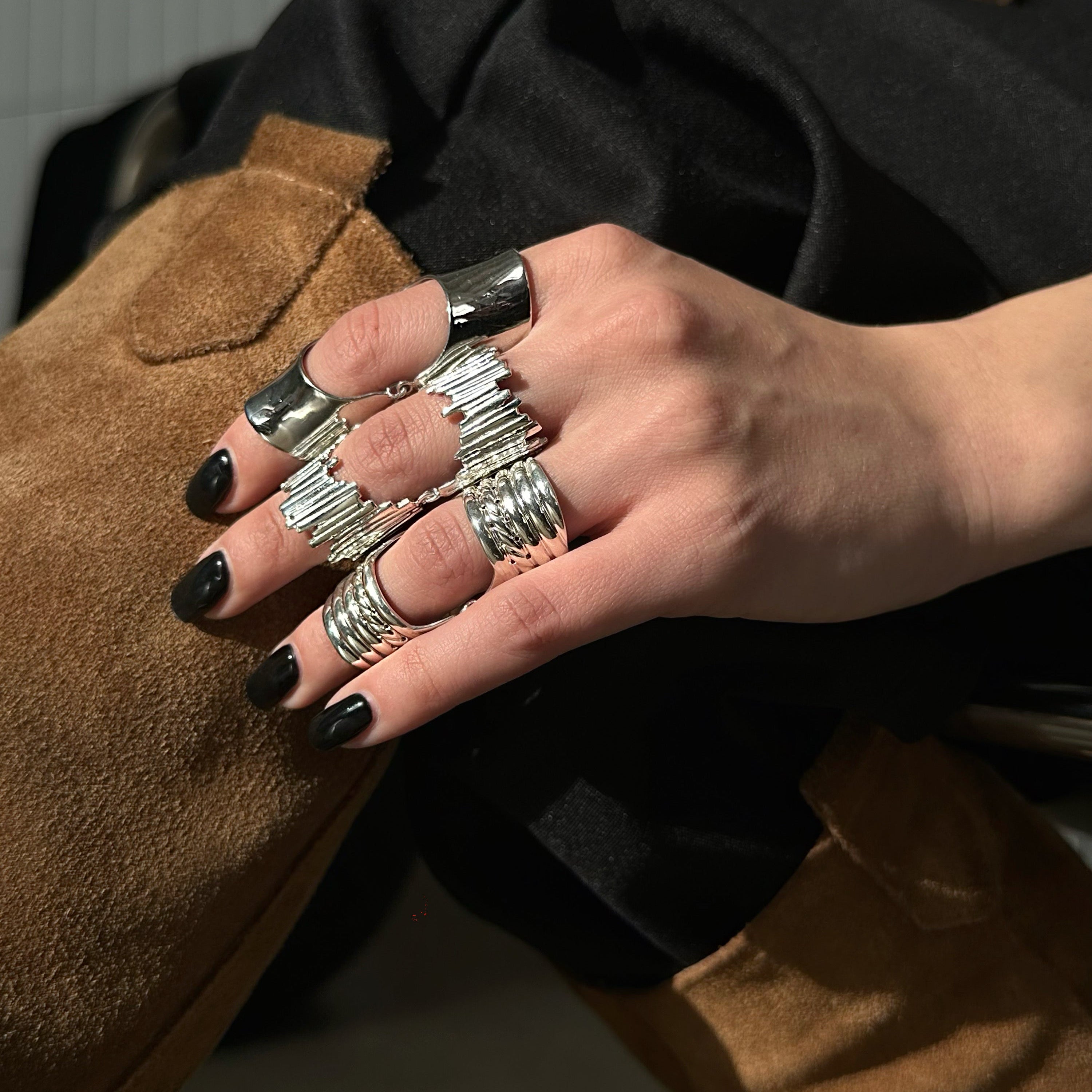 "SIlver full finger armenian ring"