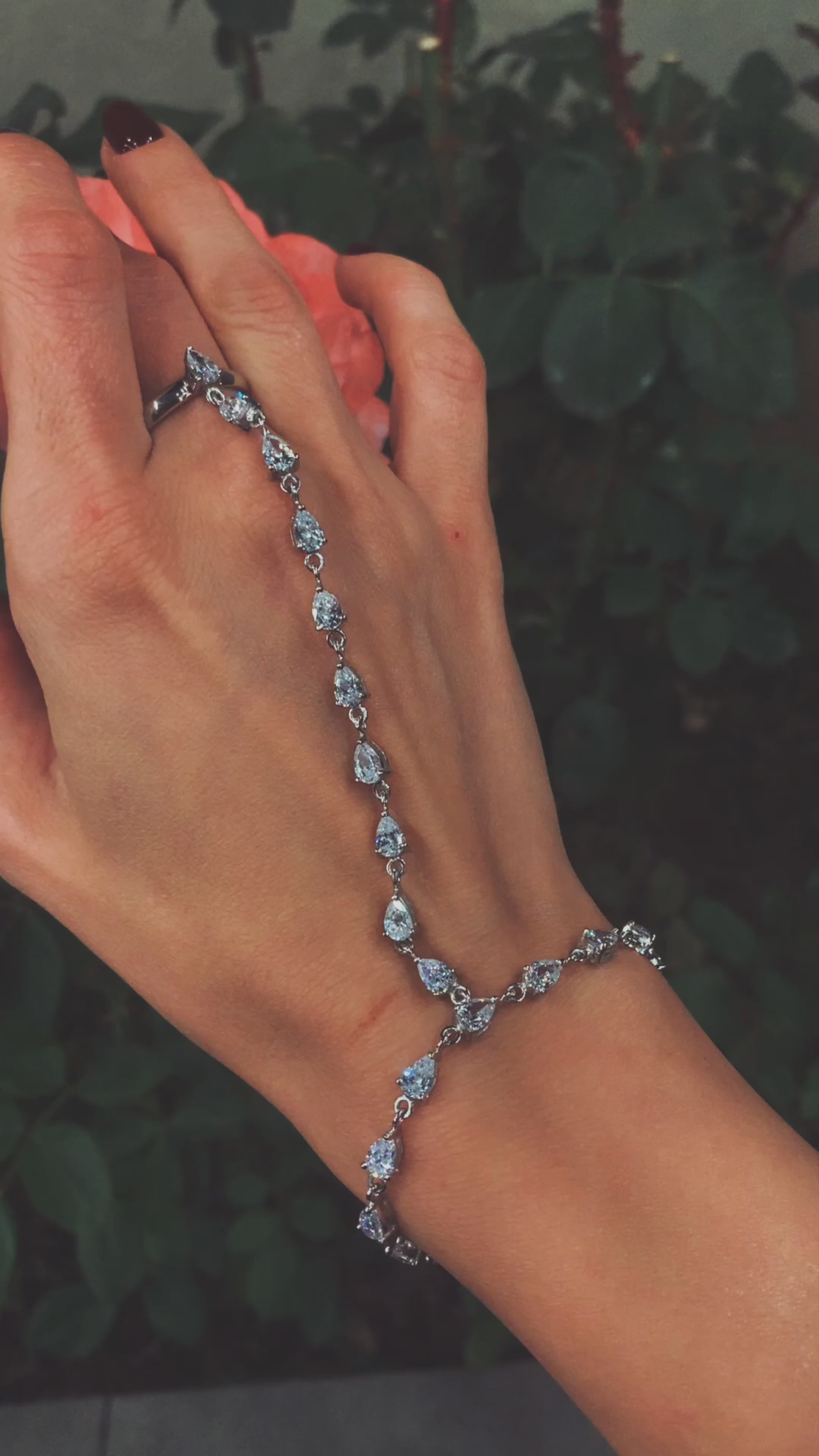 Sterling silver ring-chain bracelet "Justina"
