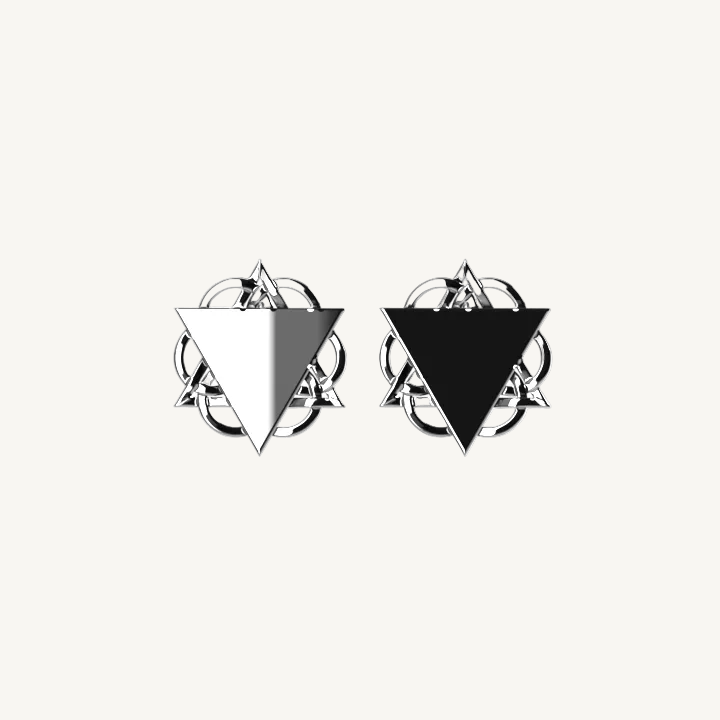 "Silver geometry pin triangle earrings"