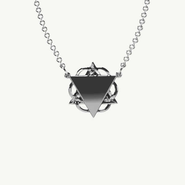 "Silver geometry triangle armenian necklace"