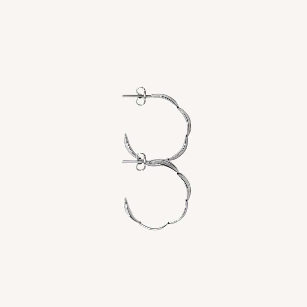 Sterling silver hoop earrings "Leaves"