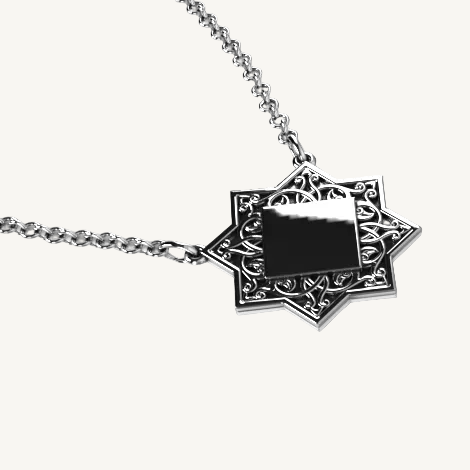 "Silver geometry ornament armenian necklace"