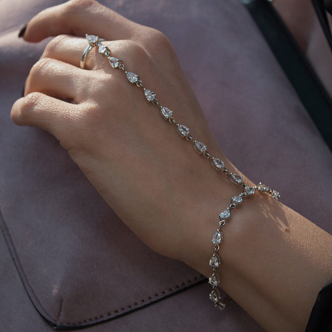 "Silver hand chain slave bracelet"