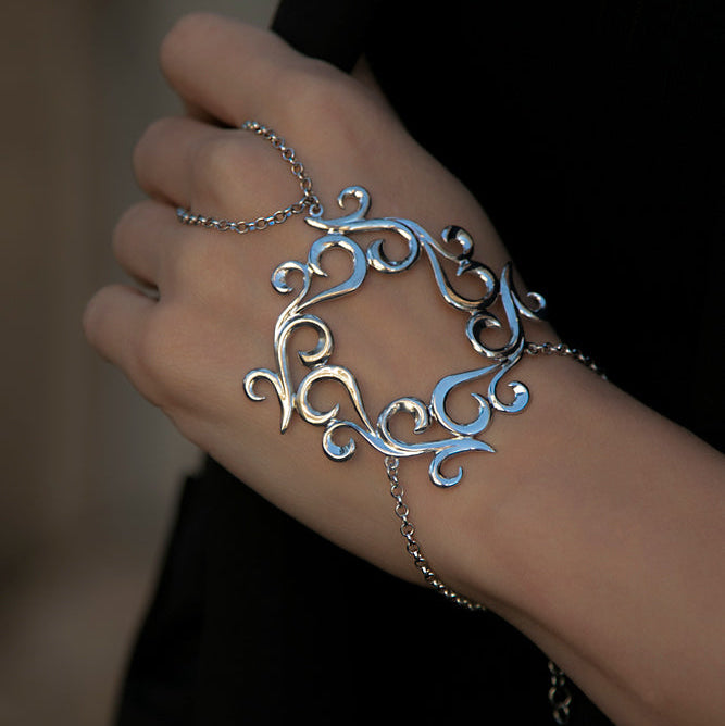 "SIlver slave bracelet hand chain"