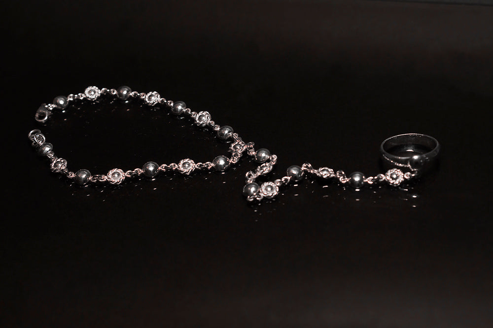 "Silver hand chain slave bracelet"