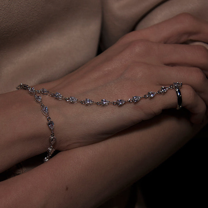 "Silver hand chain slave bracelet"