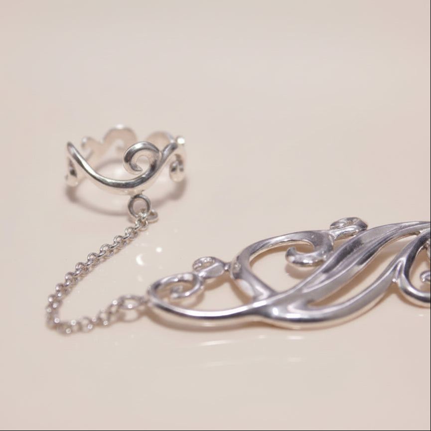 "Silver hand chain slave bracelet"